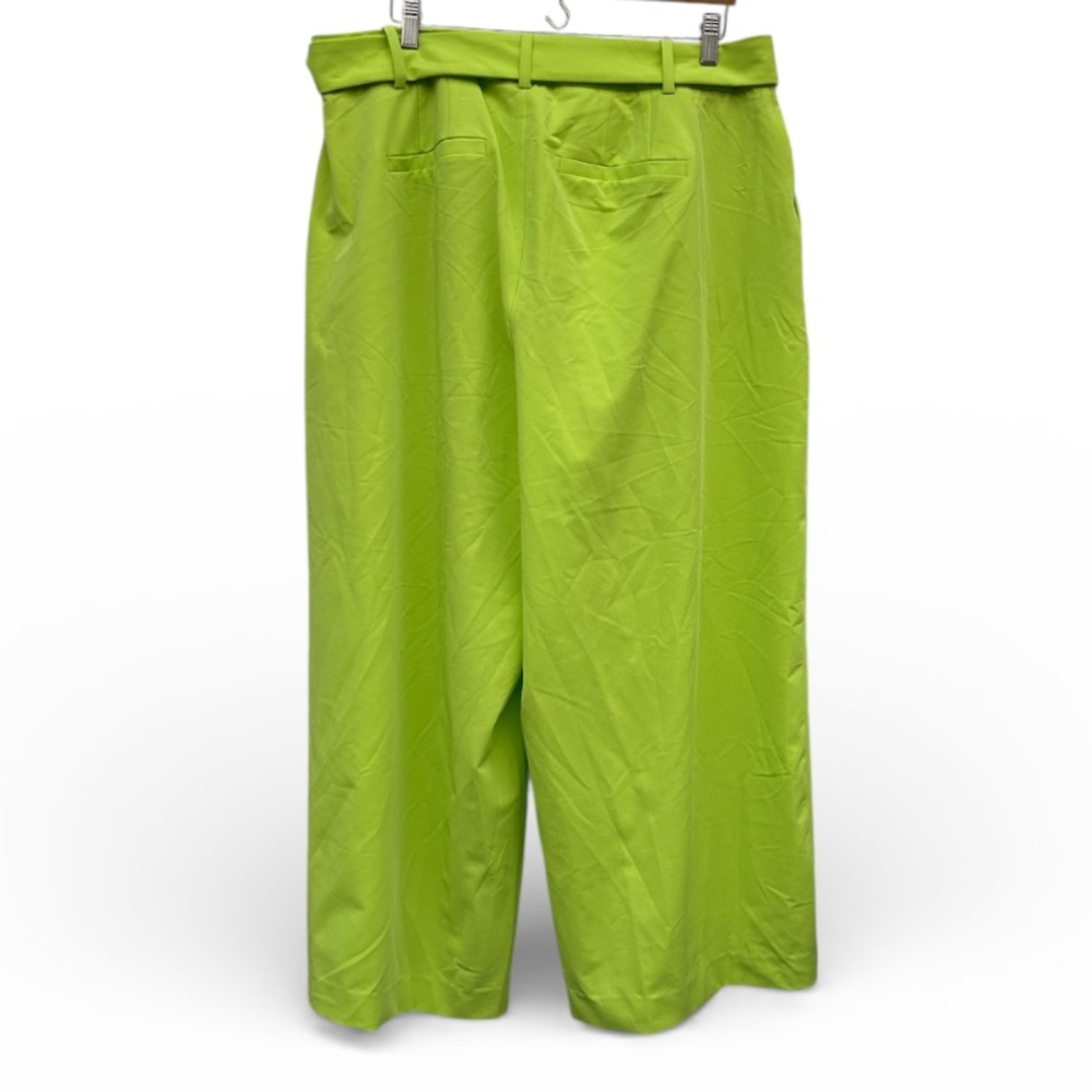 Eloquii lime green wide pants tie waist 16 - Picture 8 of 13